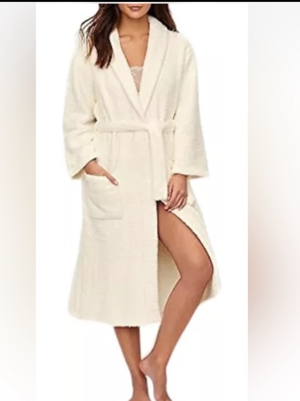 Barefoot Dreams Cozychic Women's Wrap Robe Unisex Sz 3 B509 Stone/White $127 Nwd